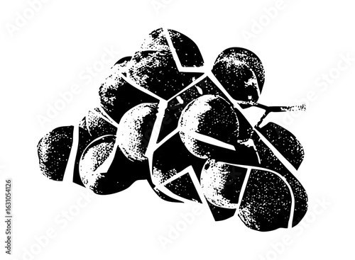 Vector Detailed of a bunch of grapes with textured shapes.