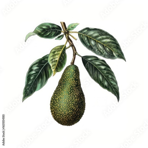 Botanical avocado tree illustration