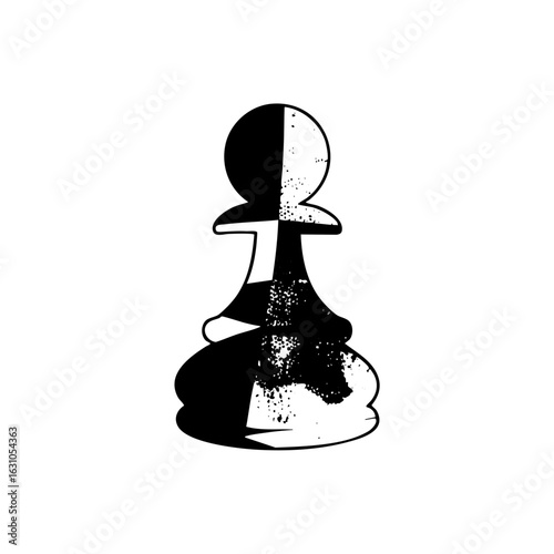 Vector Abstract chess pawn with dissolving effect