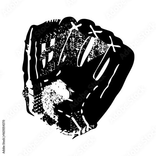Vector Detailed black and white of a baseball glove.
