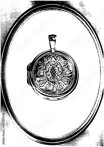 Vector Intricate pocket watch with floral embellishments.