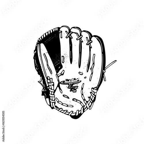 Vector Detailed of a baseball glove with lacing.