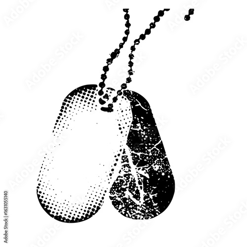 Vector Distressed dog tags with chain