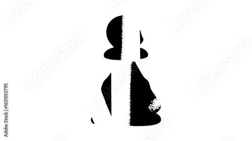 Vector Abstract figure silhouette with fragmented form.