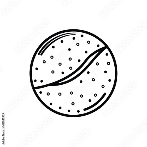 Black and White Illustration of a Macadamia Nut with Dotted Surface