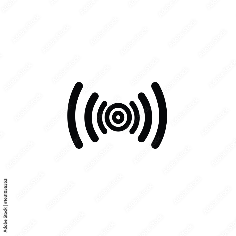 Black and White Radio Wave Icon Illustration on a Clear Background Black and White Radio Wave Icon Illustration on a Clear Background
