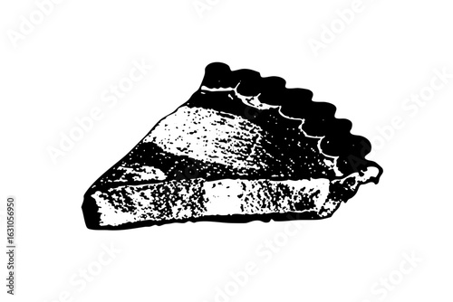 Vector Detailed of a pie slice with textured filling and crust.