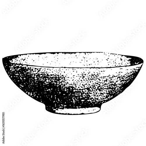 Vector Detailed of a ceramic bowl with textured surface.