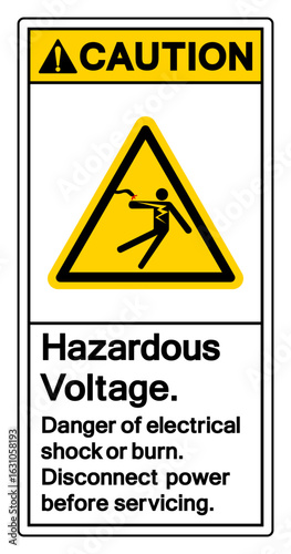 Caution Hazardous voltage Symbol Sign, Vector Illustration, Isolate On White Background Label.EPS10