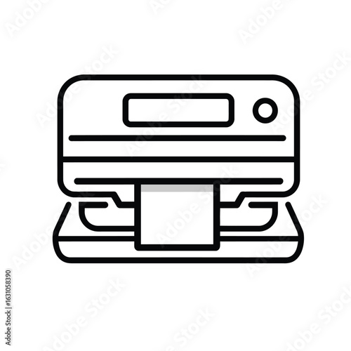 Black Line Art Icon of Laminator Machine with Transparent Background