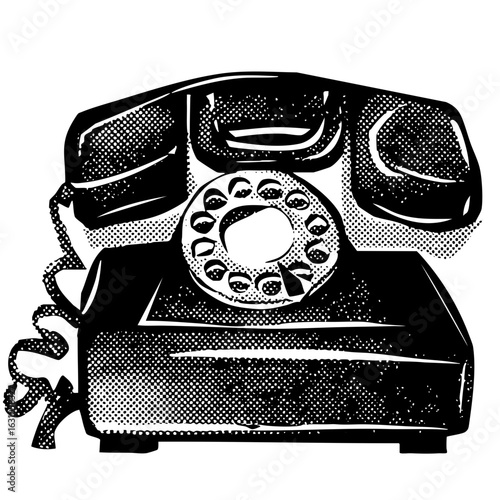 Vector Vintage rotary telephone with coiled cord.