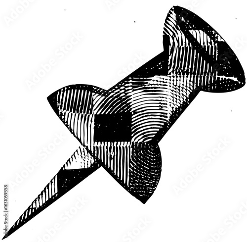 Vector Detailed of a classic pushpin with a pointed tip.