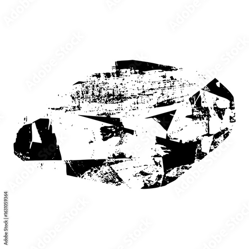 Vector Abstract distressed globe with fragmented continents.