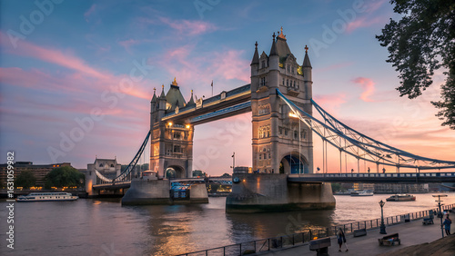 Tower Bridge of London in soft evening hues