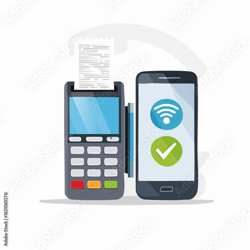 スマホによるキャッシュレス決済の背景透過ベクター素材