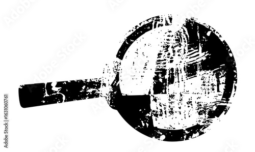 Vector Distressed magnifying glass reveals abstract details.