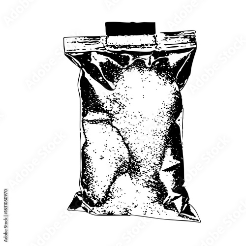 Vector Detailed of a sealed plastic pouch.