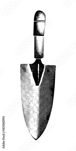 Vector Detailed of a gardening trowel with a dotted texture.