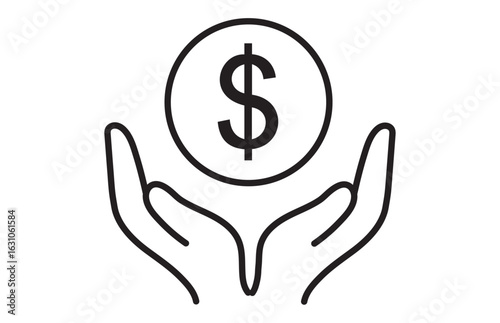 Holding Dollar Coin - Financial Support and Investment Icon