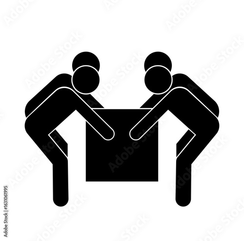 Use Four Person Lift Black Icon, Vector Illustration, Isolate On White Background Label.EPS10