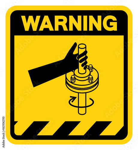 Entanglement Of Hand Rotating Shaft Warning Sign, Vector Illustration, Isolate On White Background Label. EPS10