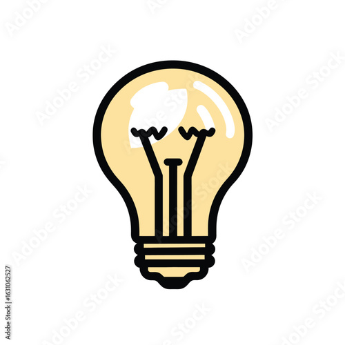 Cartoon Style Light Bulb Illustration, Glowing Idea, Innovation Concept
