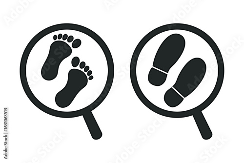 Footprint footstep search icon. Illustration vector