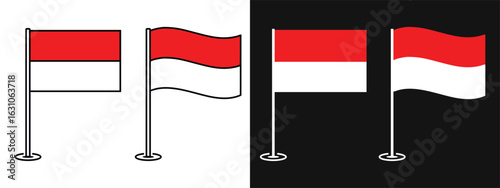 Indonesia waving flag,  independence day icon. Illustration vector