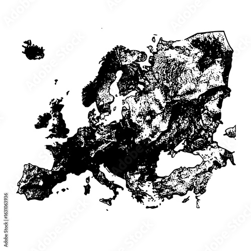 Vector Detailed vector of the European continent with textured fill.
