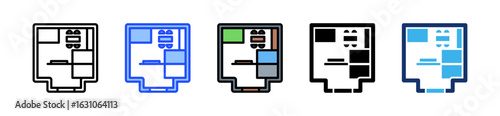 Floorplan Layout Icon Collection With Multiple Styles