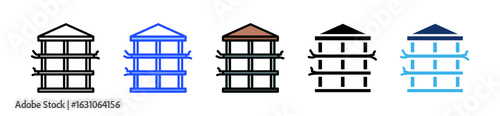 Structural Framework Icon Collection With Multiple Styles