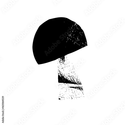 Vector Minimalist black mushroom with textured details.