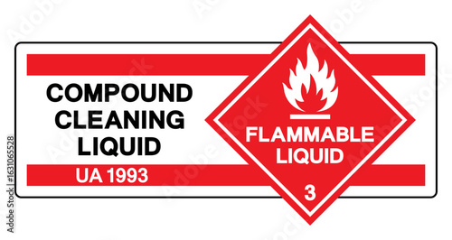 Flammable Liquid UN 1993 Compound Cleaning Liquid Symbol Sign ,Vector Illustration, Isolate On White Background Label. EPS10