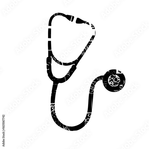 Vector Detailed black stethoscope with floral accents.