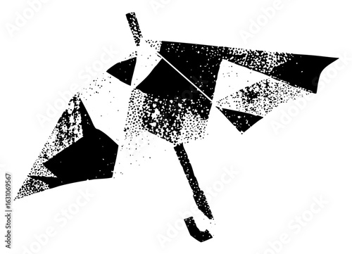 Vector Broken umbrella depicts damage and fragility.