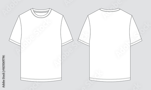 T shirt technical drawing fashion flat sketch vector illustration template 