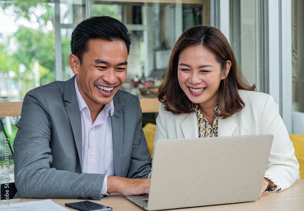 Fototapeta premium Young Professionals' Office Engaging Collaborative Environment for Creative Teamwork and Meetings