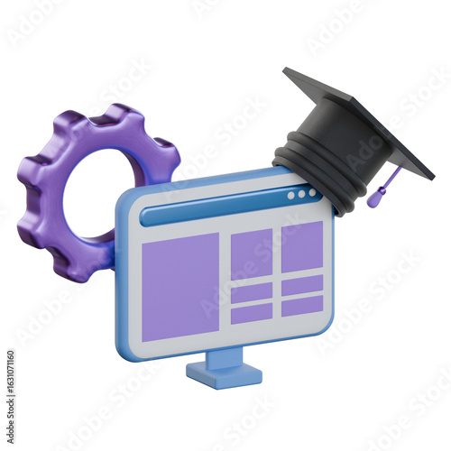 LMS (learning management system) 3D Icon colorful style