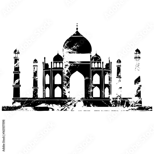 Vector Detailed monochrome vector of the Taj Mahal monument.