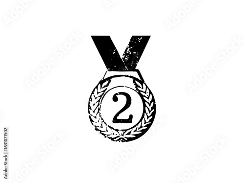 Vector Second Place Medal with Laurel Wreath