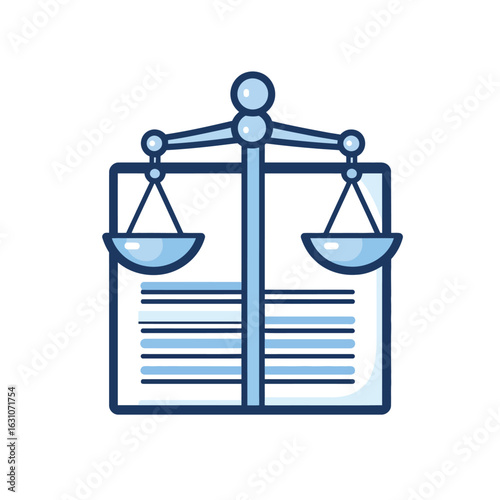 Illustration of Justice Scales on Legal Document Representing Law, Fairness, and Impartiality