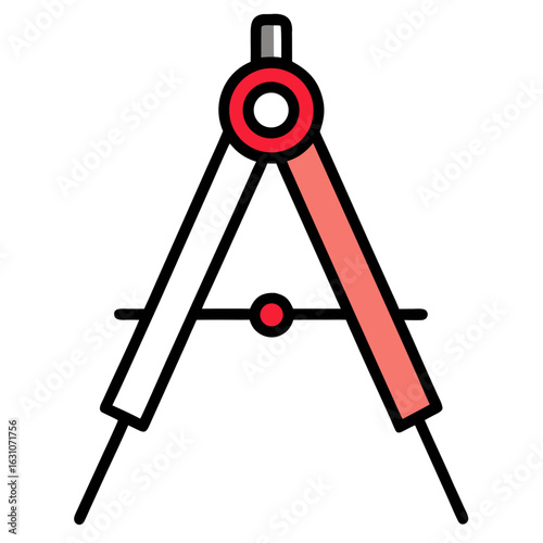 A drawing compass and pencil tool used for geometric construction and technical drawing