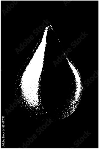 Vector Elegant droplet shape formed by scattered dots.