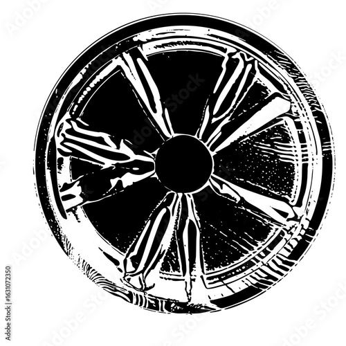 Vector Detailed automotive wheel with spoke .
