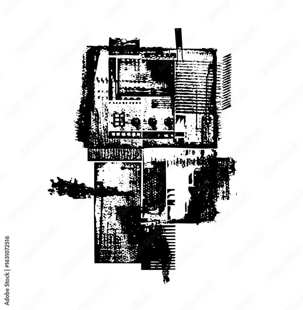 Naklejka premium Vector Abstract geometric composition featuring stacked rectangular forms.