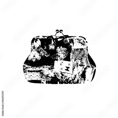 Vector Vintage handbag with clasp closure.