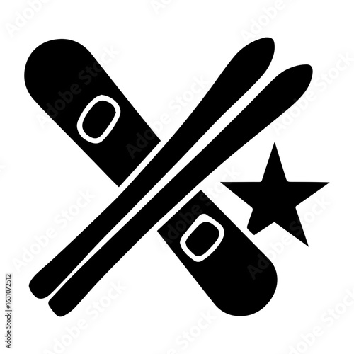 Ski event winter sports icon with transparent background in black and white style
