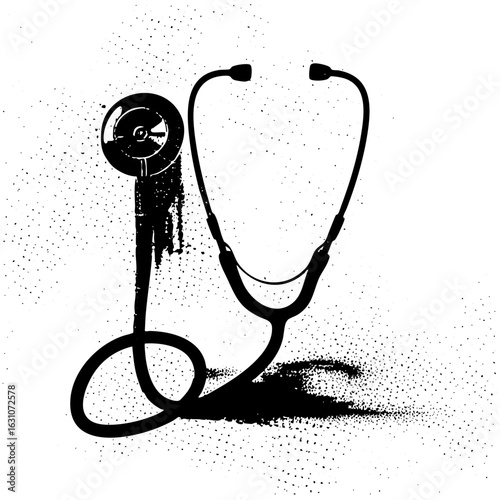 Vector Monochrome stethoscope with dripping effect