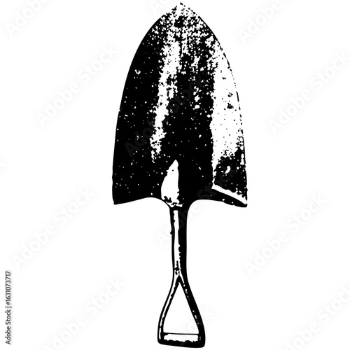Vector Black silhouette of a gardening trowel a tool for cultivating soil.