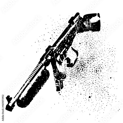 Vector Detailed of a vintage telephone handset with spray texture.